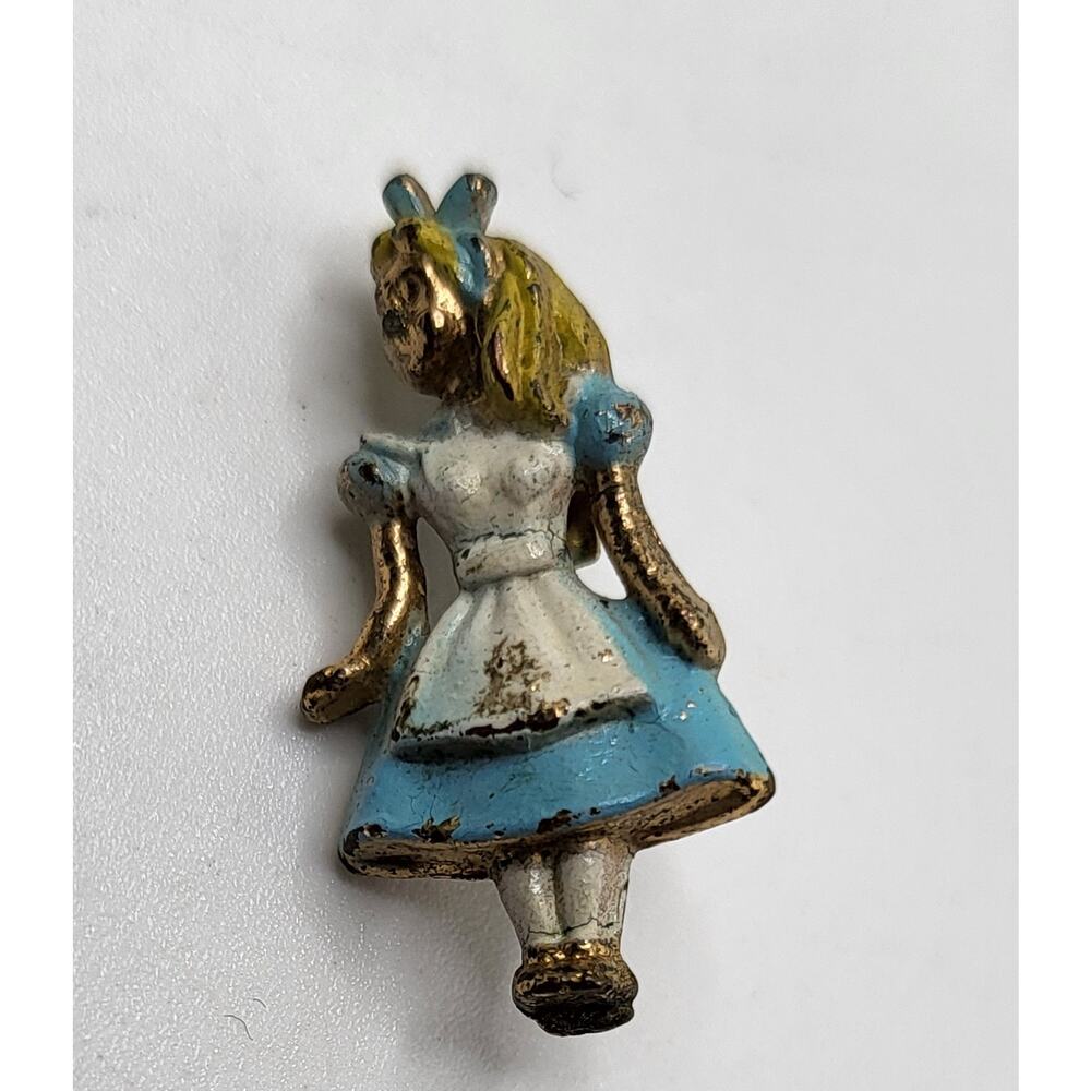 Vintage Alice in Wonderland Enamel Brooch Tiny Figural Pin